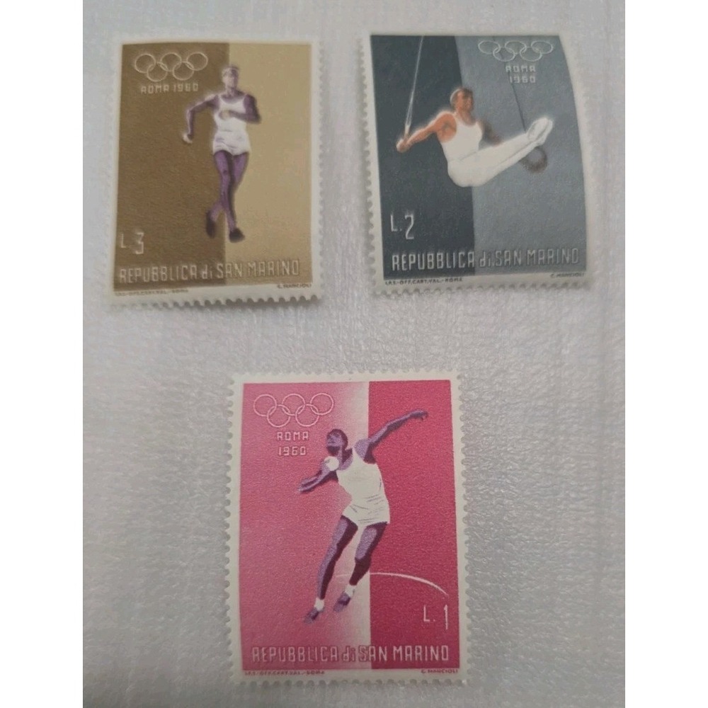 1960 Collection Of 3 San Marino Postage Stamps Rome Olympic Games